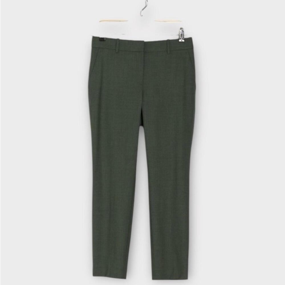 Theory Treeca 2 Cropped Wool Slim Pants – Hunter Green Melange (Size 4) - Picture 1 of 7